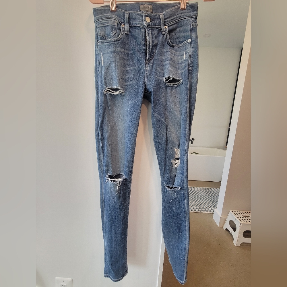 A Gold E Blue Distressed Jeans